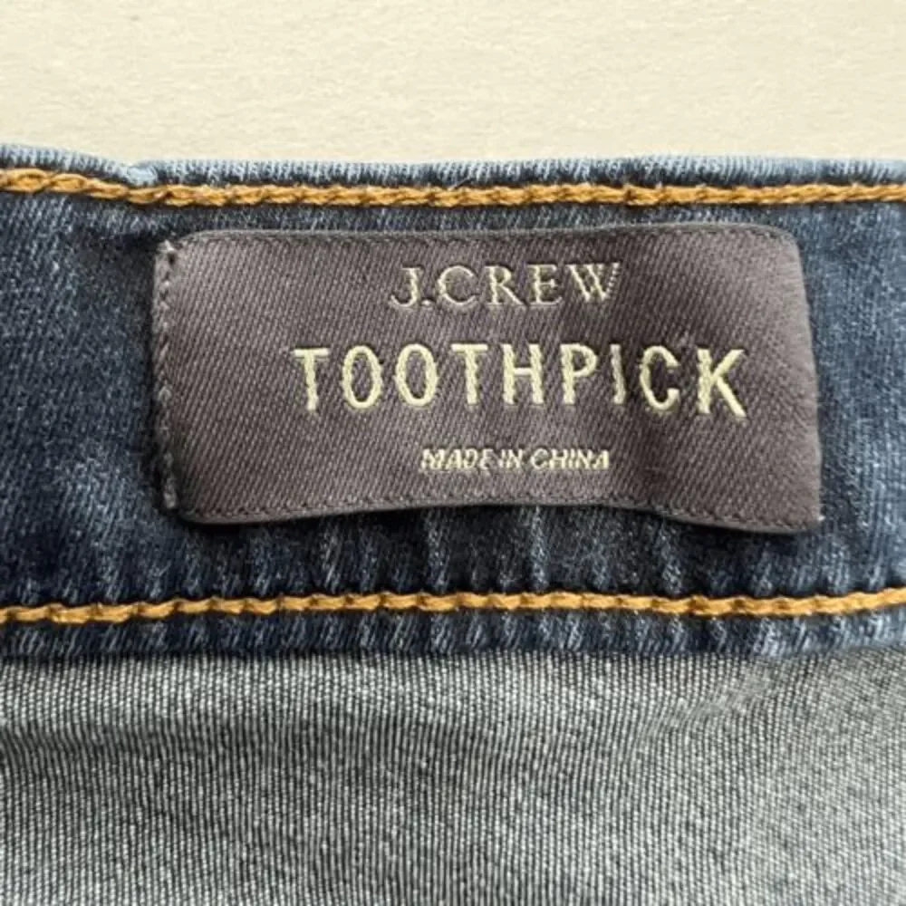 J.‎ Crew Dark Wash Mid Rise Toothpick Stretch Skinny Jeans Size 26